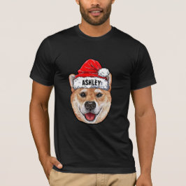Shiba Inu Terrier Christmas Hat Dog Big T-Shirt
