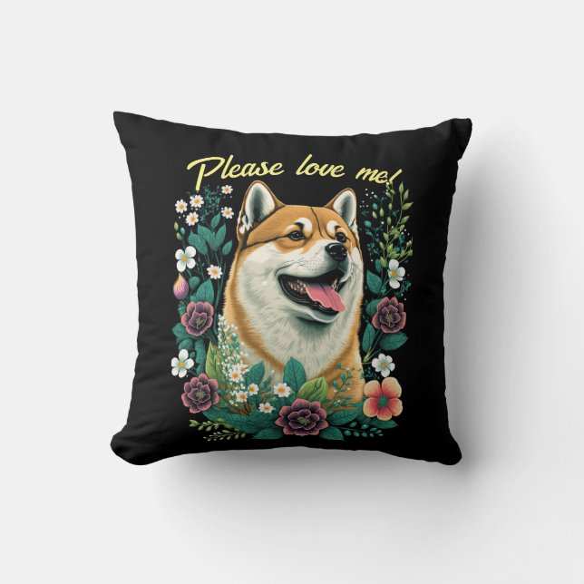 Shiba Inu Throw Kissen & benutzerdefinierbarer Tex (Vorderseite)