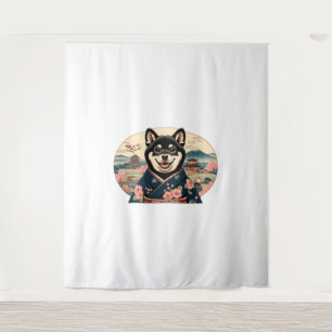 Shiba Inu Ukiyo-e-Stil Wandteppich
