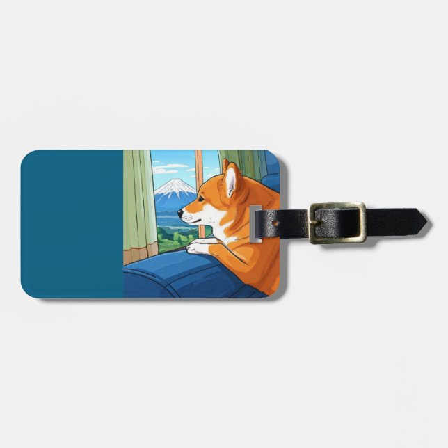 shiba inu und mt fuji Gepäckmarke Gepäckanhänger (Vorderseite horizontal)