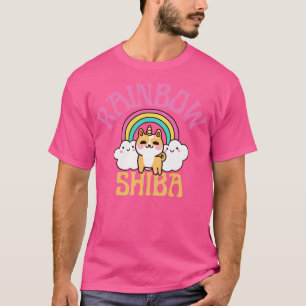 Shiba Inu Unicorn Kawaii Illustration mit Regenbog T-Shirt