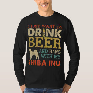 Shiba Inu Vater trinkt Bier mit Hund abhängen lust T-Shirt