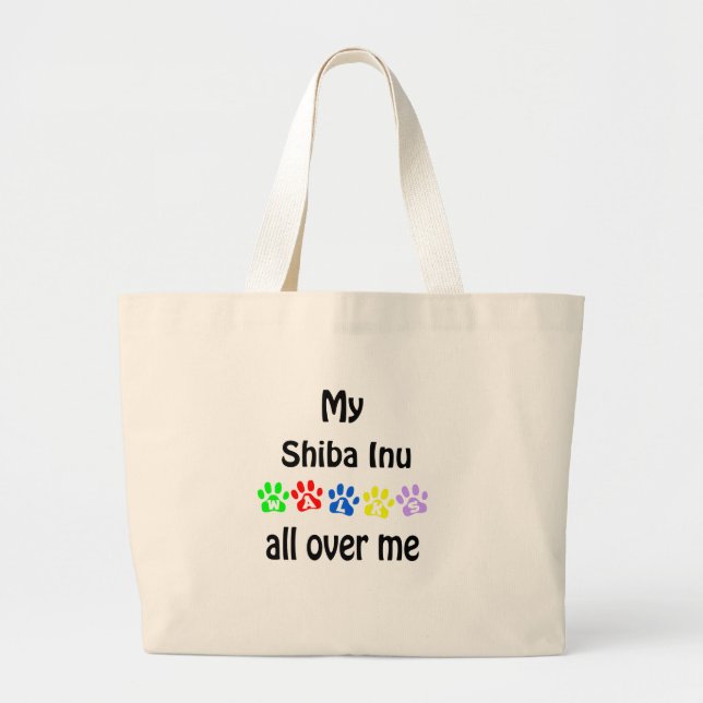 Shiba Inu Walks Design Jumbo Stoffbeutel (Vorne)