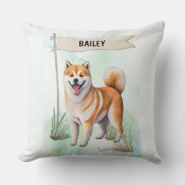 Shiba Inu Watercolor Personalized Dog Kissen