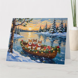 Shiba Inu Weihnachtsboot Urlaub Karte