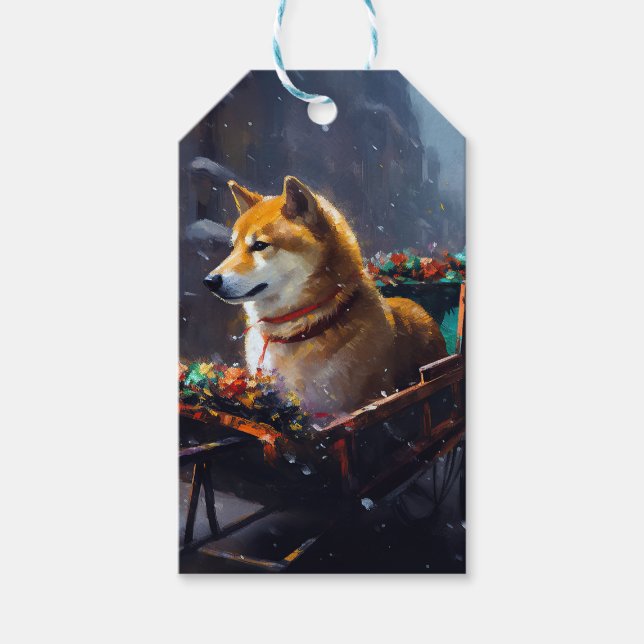 Shiba Inu Weihnachtsfeiertage Geschenkanhänger (Vorderseite)
