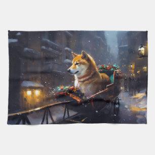 Shiba Inu Weihnachtsfeiertage Geschirrtuch
