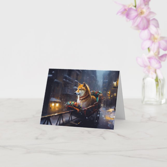 Shiba Inu Weihnachtsfeiertage Karte (Orchidee)