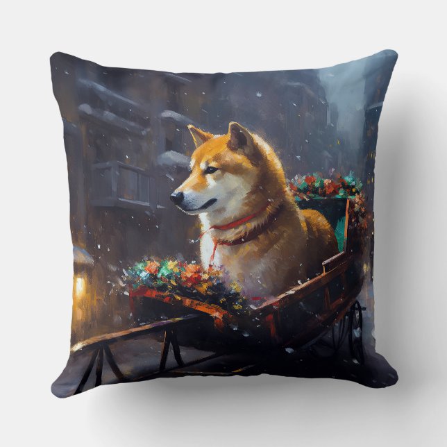 Shiba Inu Weihnachtsfeiertage Kissen (Rückseite)