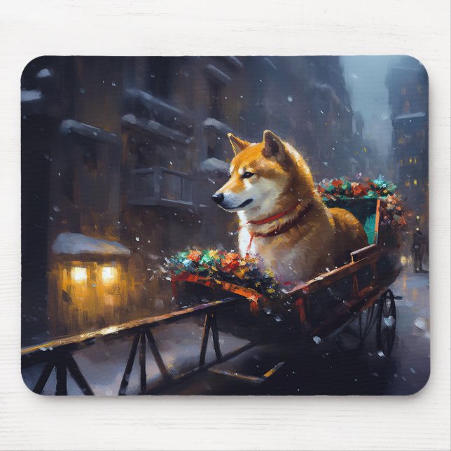 Shiba Inu Weihnachtsfeiertage Mousepad (Vorne)