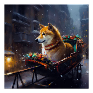 Shiba Inu Weihnachtsfeiertage Poster