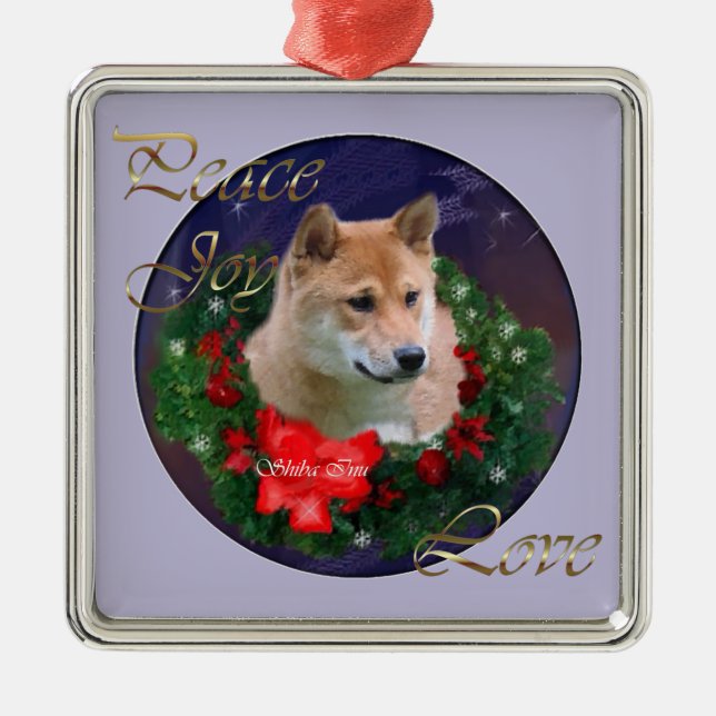 Shiba Inu Weihnachtsgeschenke Ornament Aus Metall (Vorne)