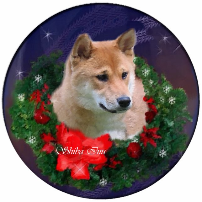 Shiba Inu Weihnachtsgeschenke Ornament Fotoskulptur Ornament (Vorne)