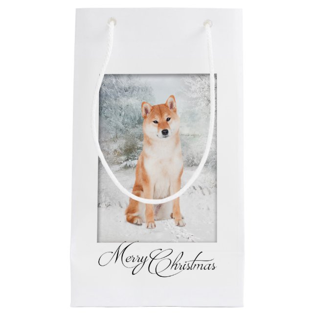 Shiba Inu Weihnachtsgeschenktasche Kleine Geschenktüte (Vorderseite)