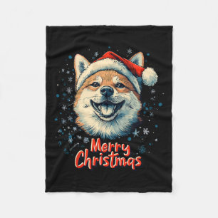 Shiba Inu Weihnachtsmannmütze Frohe Weihnachten We Fleecedecke