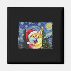 Shiba Inu Weihnachtsmannmütze Weihnachten Starry N Magnet