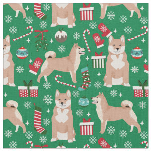Shiba inu Weihnachtsurlaub Stoff