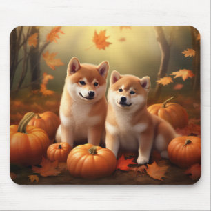 Shiba Inu Welpe Herbstfreude Kürbis Mousepad