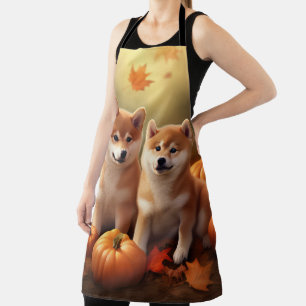 Shiba Inu Welpe Herbstfreude Kürbis Schürze