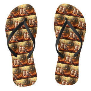 Shiba Inu Welppy Autumn Delight Pumpkin Flip Flops