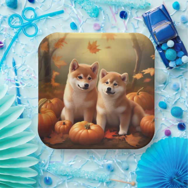 Shiba Inu Welppy Autumn Delight Pumpkin Pappteller (Party)
