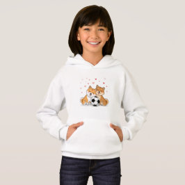 Shiba Inu with soccer ball for Valentine's Day Hoodie