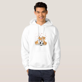 Shiba Inu with soccer ball for Valentine's Day Hoodie