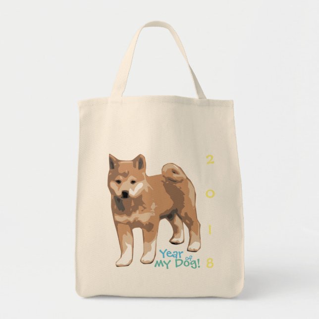 Shiba inu Year my Dog Cotton Grocery Bag Tragetasche (Vorne)