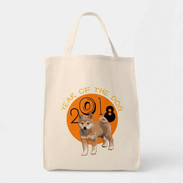 Shiba inu Year of the Dog 2018 Grocery Cotton Bag Tragetasche (Vorne)