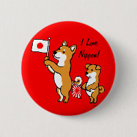 Shiba Inus und japanische Flaggen