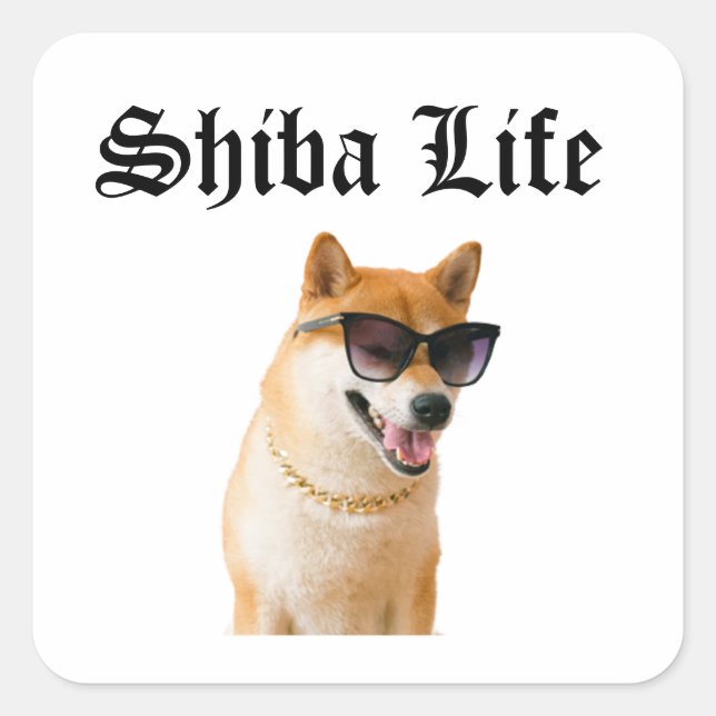 Shiba Life Quadratischer Aufkleber (Vorderseite)