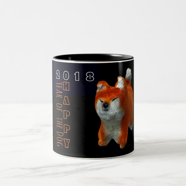 Shiba Puppy 3D Digital Art Dog Jahr Zodiac 2T Tass Zweifarbige Tasse (Mittel)