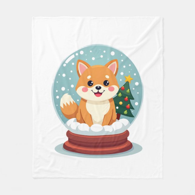 Shiba Snow Globe Fleecedecke (Vorderseite)
