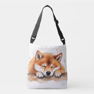 Shiba wird schläfrig Bicolor Crossbody-Tasche Tragetaschen Mit Langen Trägern