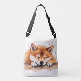 Shiba wird schläfrig Bicolor Crossbody-Tasche Tragetaschen Mit Langen Trägern