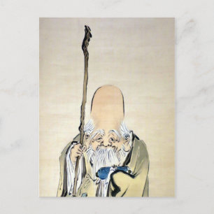 Shibata Zezhin Jurojin Alter Mann mit Personal Postkarte