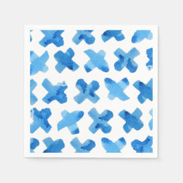 Shibori-blaue Wasserfarben kreuzen x-Muster Serviette