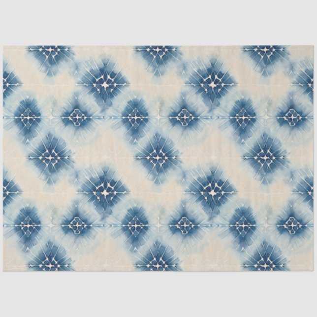 Shibori Blue Japanisch Textile Art Nr. 11 Seidenpapier (Vorderseite)