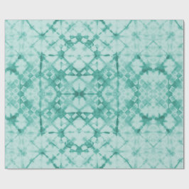 Shibori Dyed Checkerboard Teal Geschenkpapier