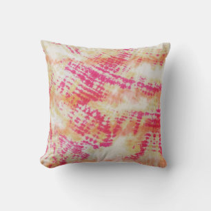Shibori Fabric Boho Pink Orange Gefärbte Krawatte  Kissen