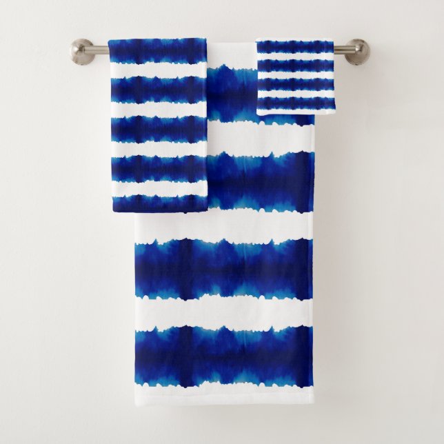 Shibori Gefärbte Krawatte Blue Boho Badetücher Set (Insitu)