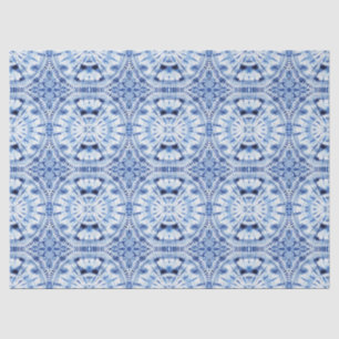 Shibori Gefärbte Krawatte Indigo Blue White Asian  Seidenpapier