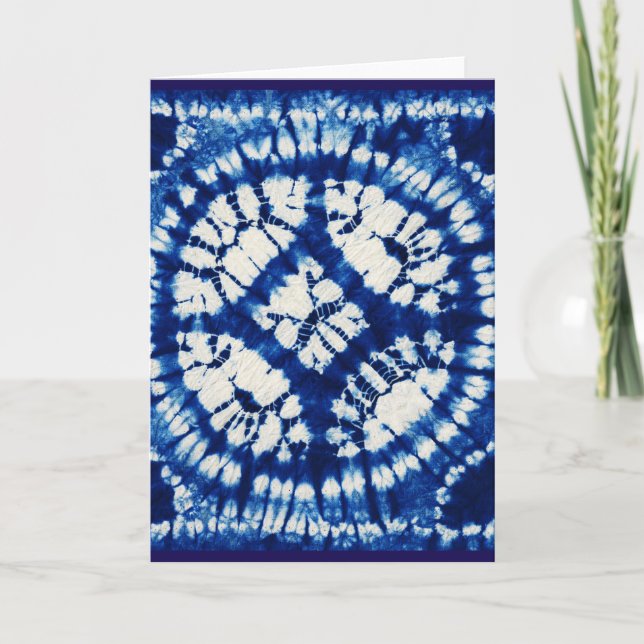 Shibori Gefärbte Krawatte South Seas Indigo Batik Karte (Vorderseite)