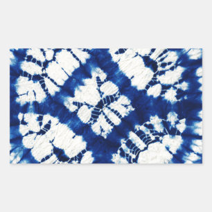 Shibori Gefärbte Krawatte South Seas Indigo Batik Rechteckiger Aufkleber