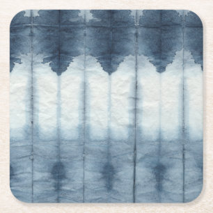 Shibori Indigio Print Rechteckiger Pappuntersetzer