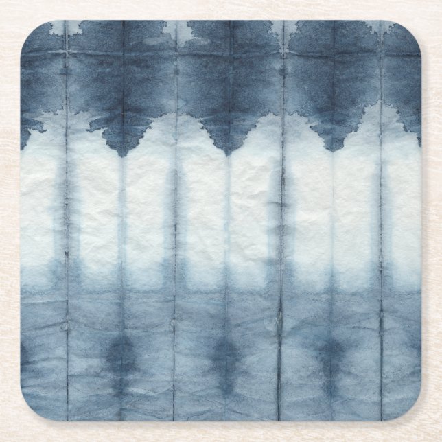 Shibori Indigio Print Rechteckiger Pappuntersetzer (Vorderseite)
