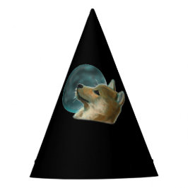 Shibu Inu Hund mit Blick auf den Mond Partyhütchen