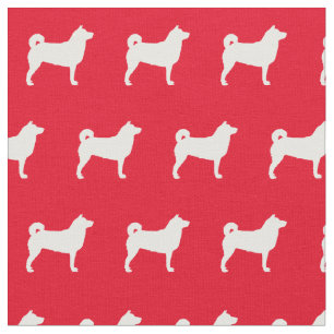 Shibu Inu Hund Silhouette Rot Stoff