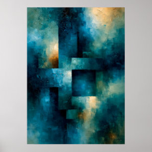 Shibui Azure Monolith Japanisch inspirierte Textur Poster