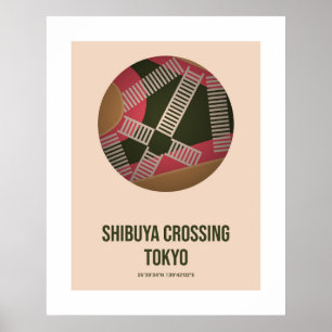 Shibuya Crossing, Tokio Japan Travel Wall Art Poster